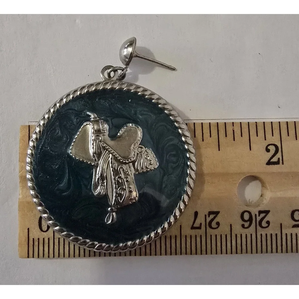 Cowboy Saddle Western‎ Post Earrings Artisan